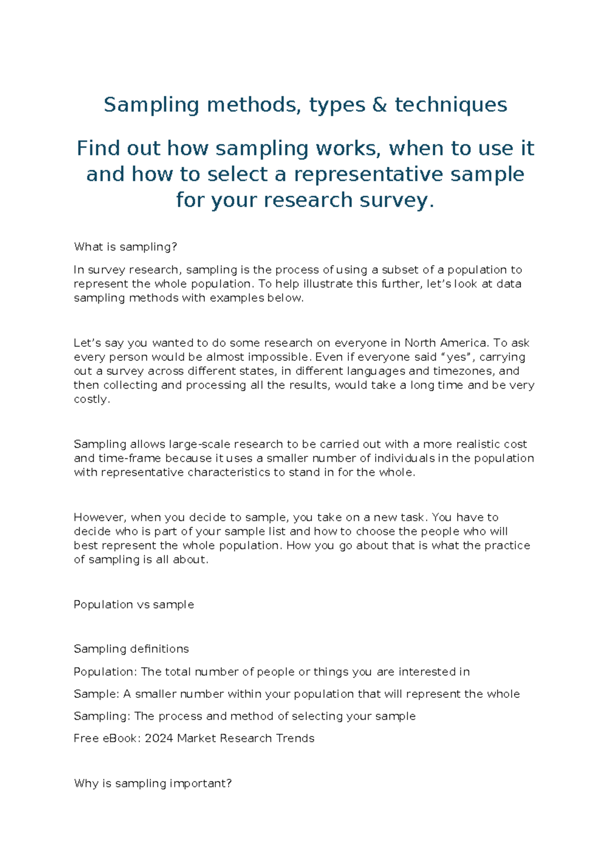 Sampling methods - notes - Sampling methods, types & techniques Find ...