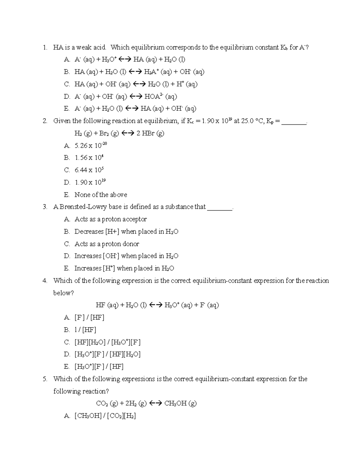 College Chem 2 Test 2 Questions - CHEM 122 - Studocu