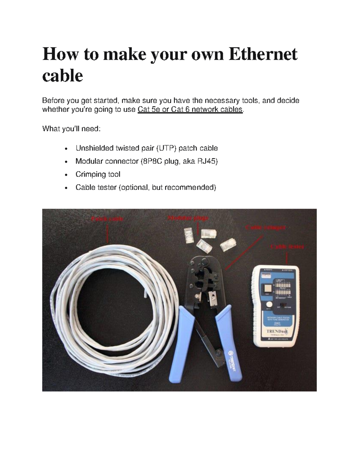 Cabling Read It How To Make Your Own Ethernet Cable Before You Get Started Make Sure You 3712