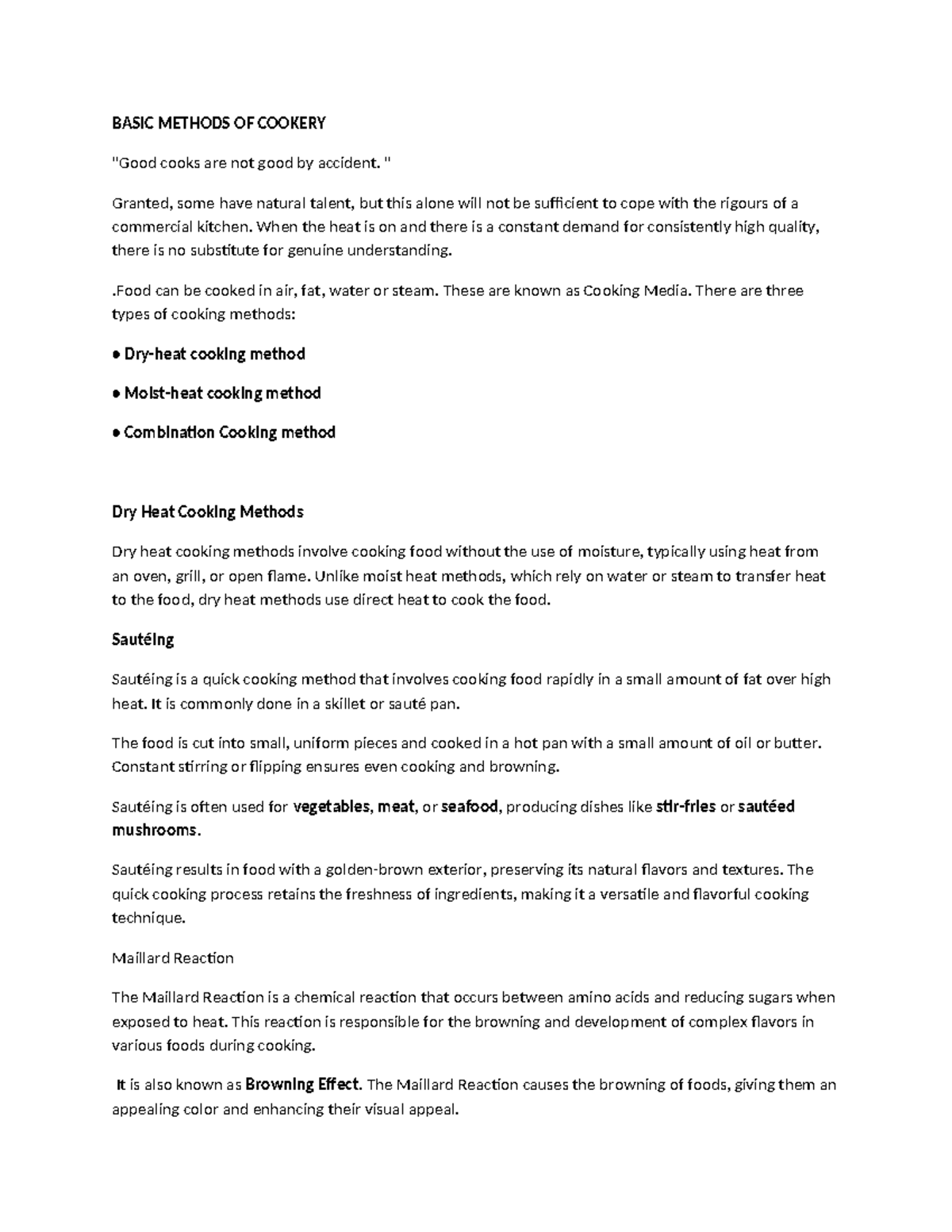 Basic Methods of Cookery - BASIC METHODS OF COOKERY 