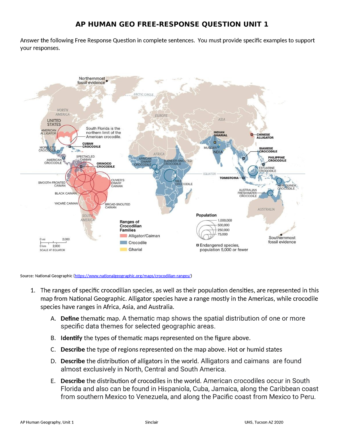 APHuman Geography Unit 1Free Response Question FRQ1a AP HUMAN GEO