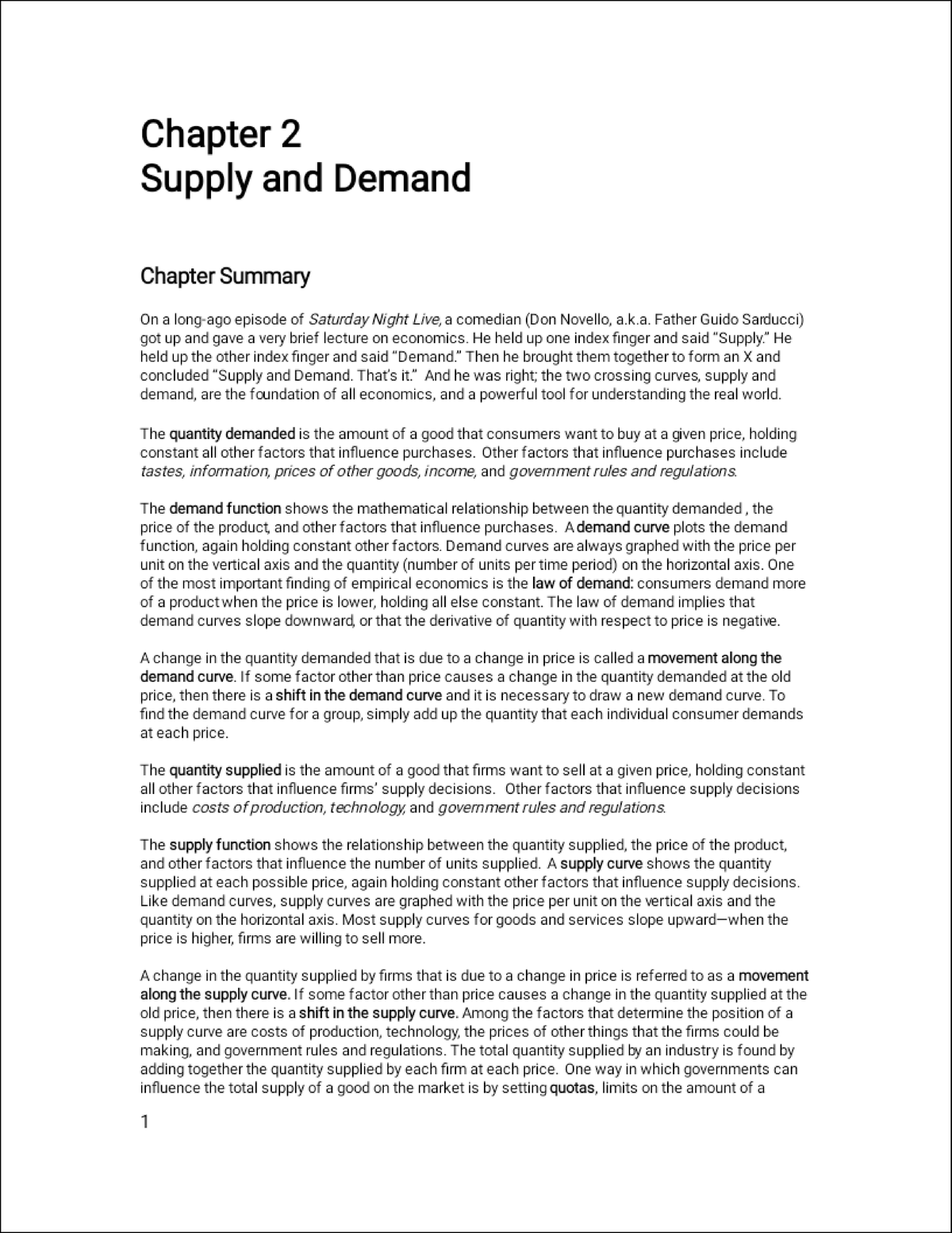 Sg2 - Hshshs - Chapter 2 Supply and Demand Chapter Summary On a episode ...