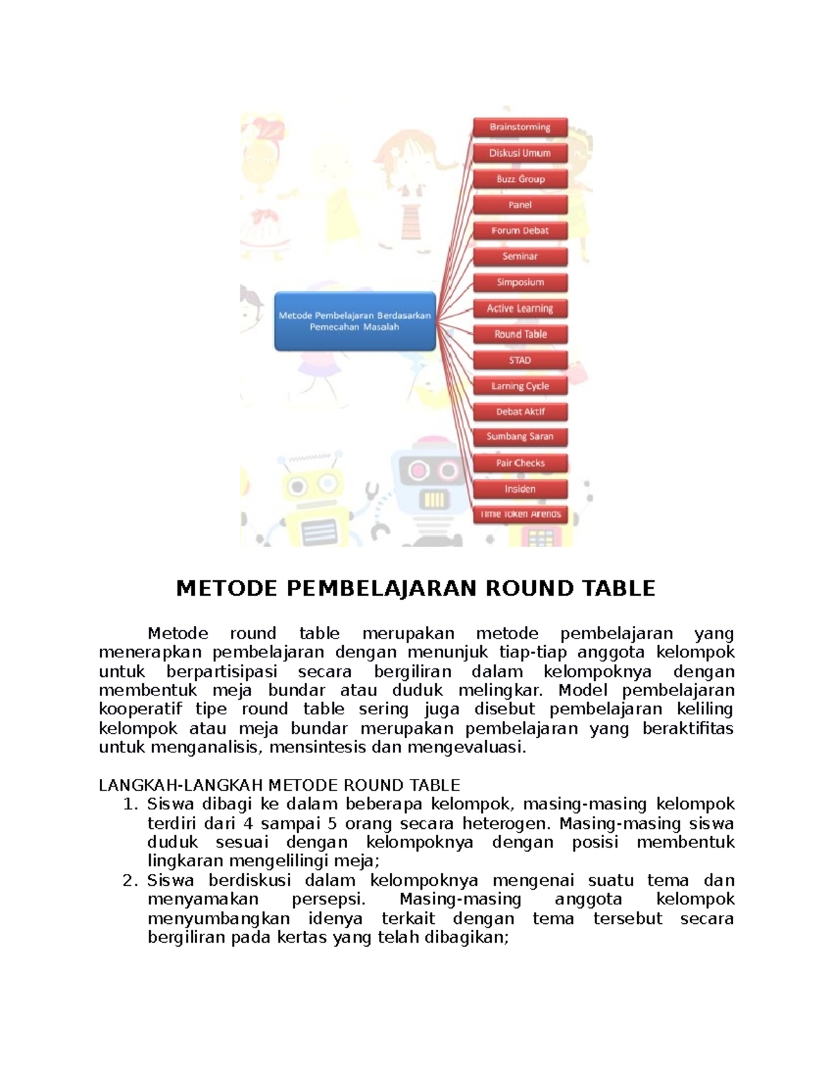 Metode Pembelajaran Round Table Metode Pembelajaran Round Table Metode Round Table Merupakan 2444