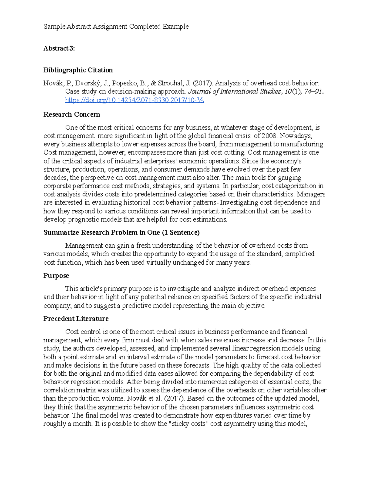 NT Abstract 2 - Sample Abstract Assignment Completed Example Abstract 3 ...