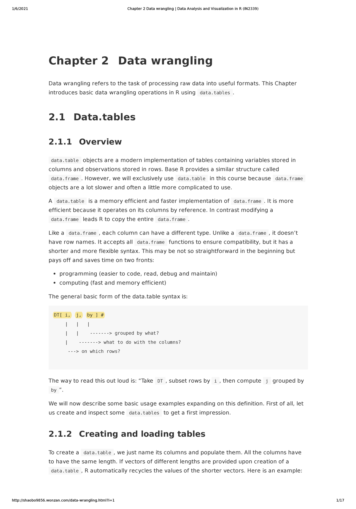 Chapter 2 Data wrangling - Chapter 2 Data wrangling Data wrangling ...