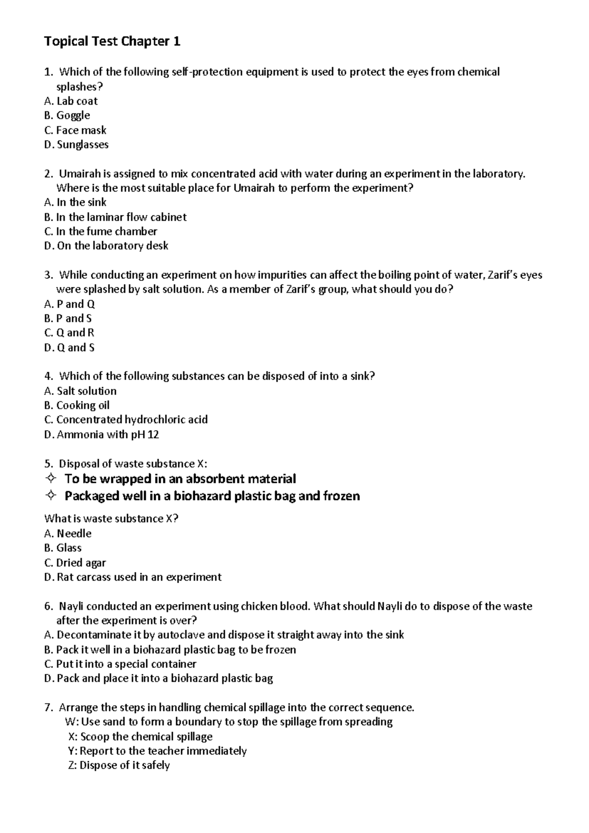 Topical Test Chapter 1 Form 4 - Topical Test Chapter 1 Which of the ...