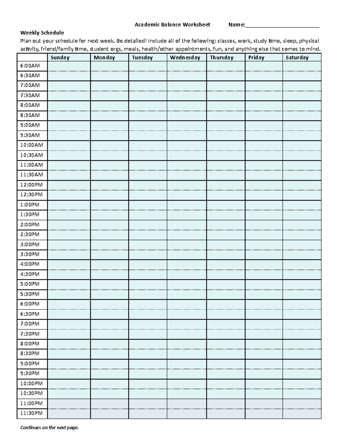 Academic Balance Worksheet worksheet study - Academic Balance Worksheet ...