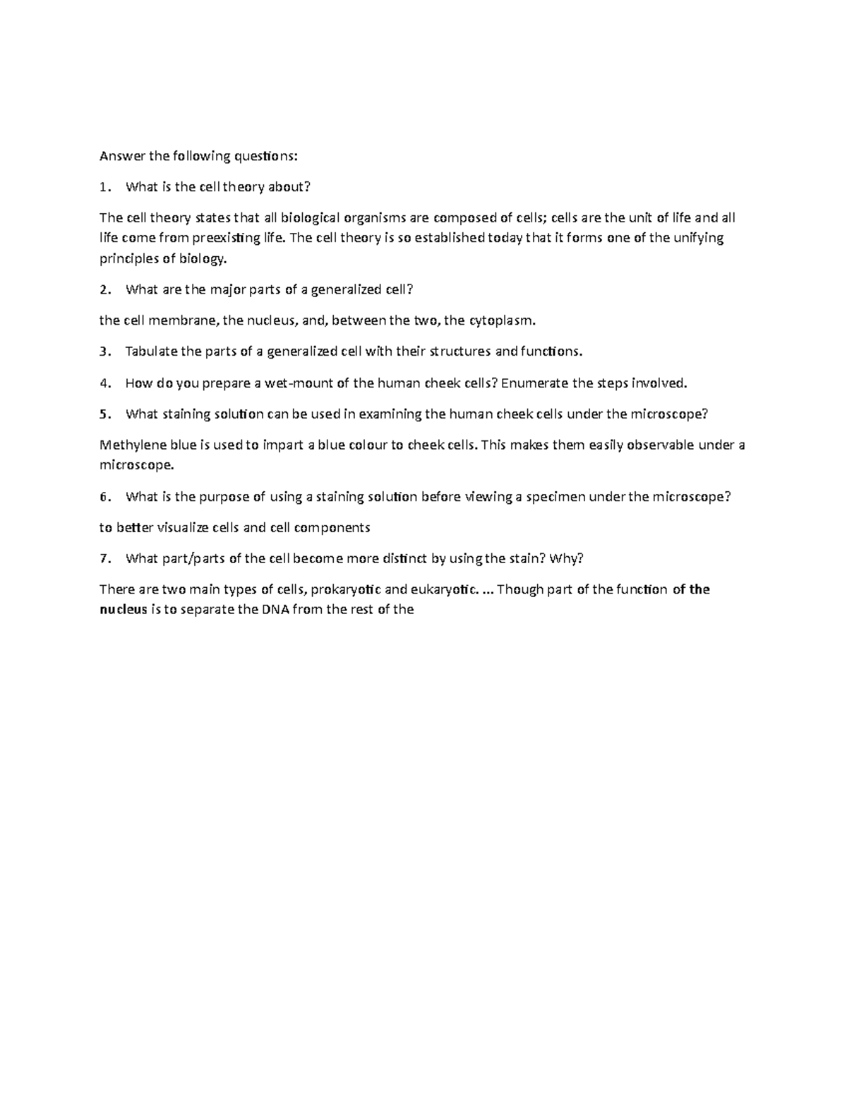 Exercise 1 Answer The Following Question Answer The Following