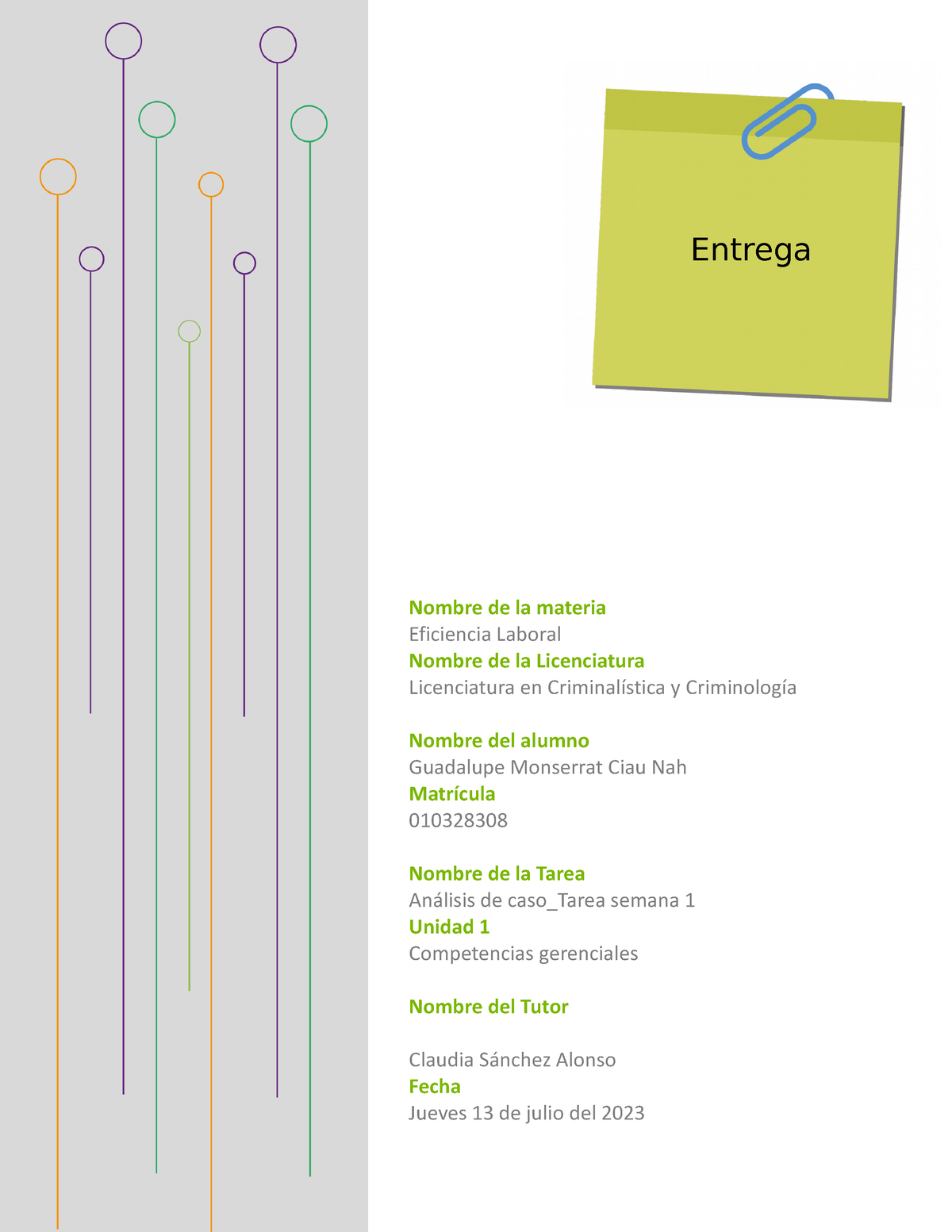 Tarea S 1 Eficiencia Laboral - Nombre De La Materia Eficiencia Laboral ...