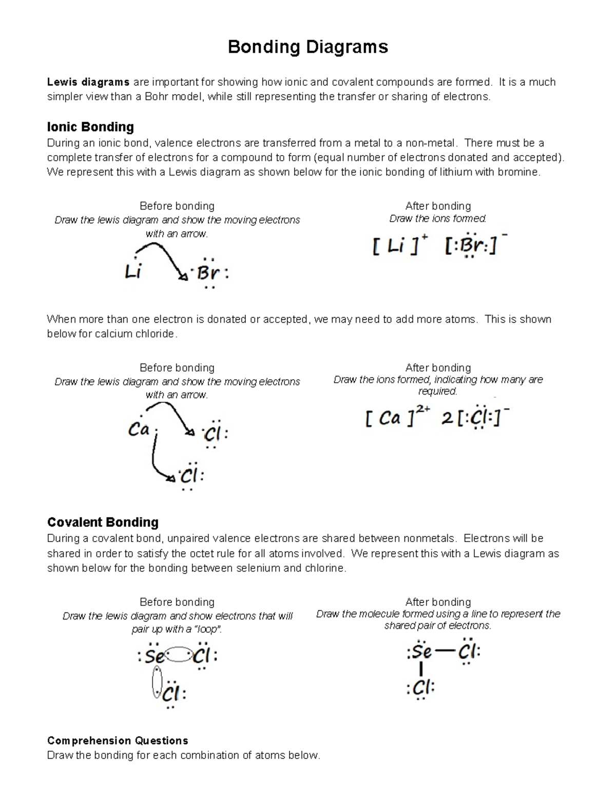 7.3 - Bonding Diagrams - Bonding Diagrams Lewis diagrams are important ...