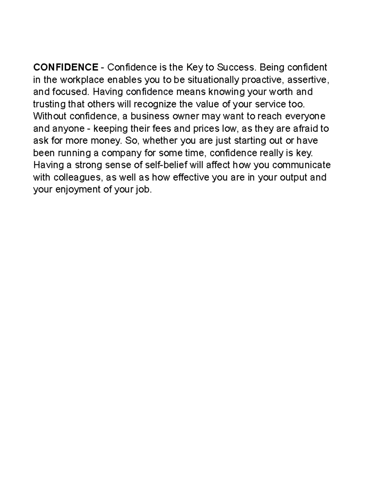 Confidence Words Related TO Business CONFIDENCE Confidence Is The