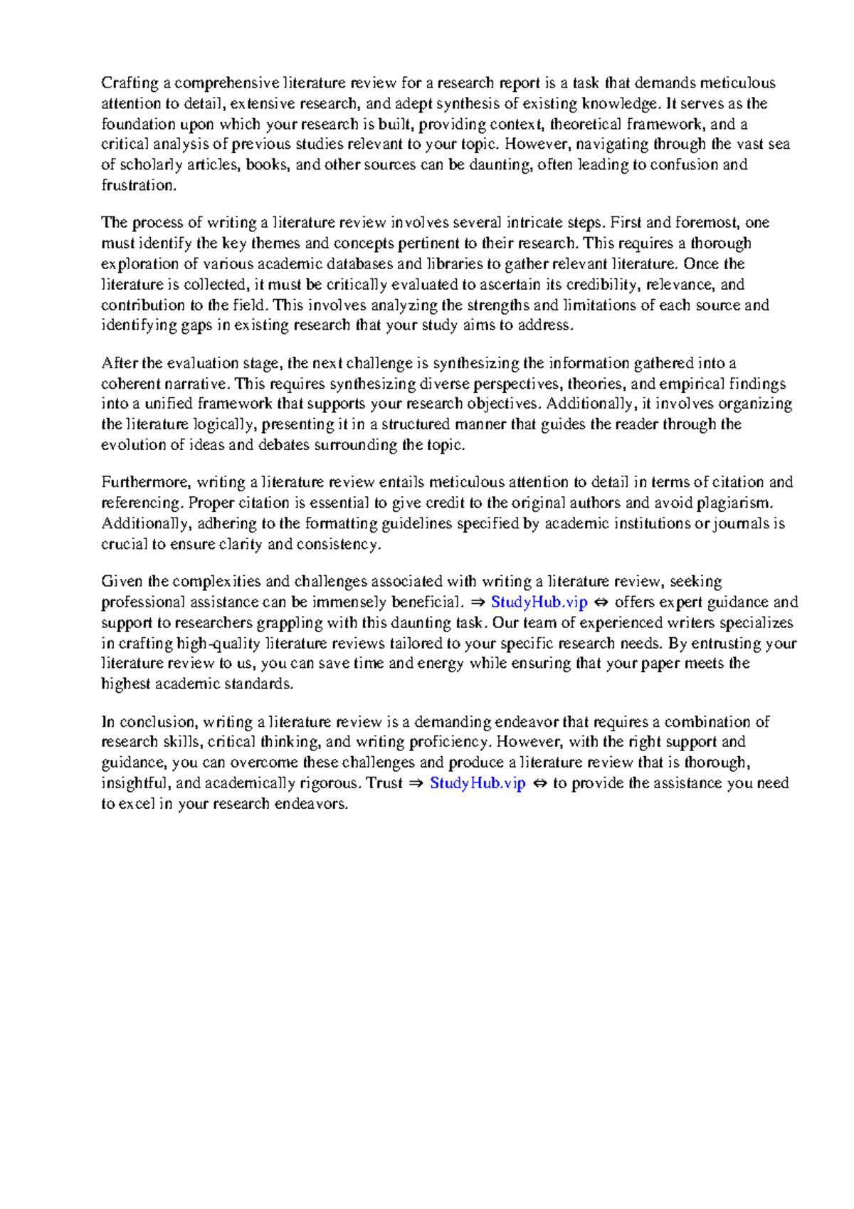 Literature Review Of A Research Report - Crafting a comprehensive ...