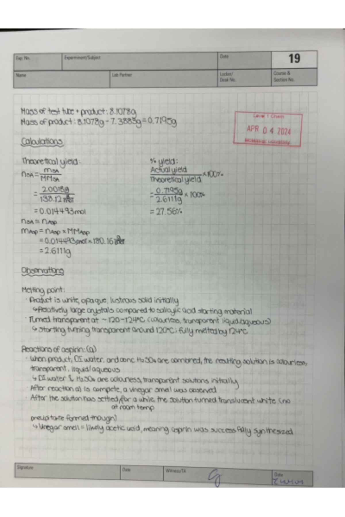 Lab 10 Report - Exp. No. Date 19 Name Lab Partner Course Desk No ...