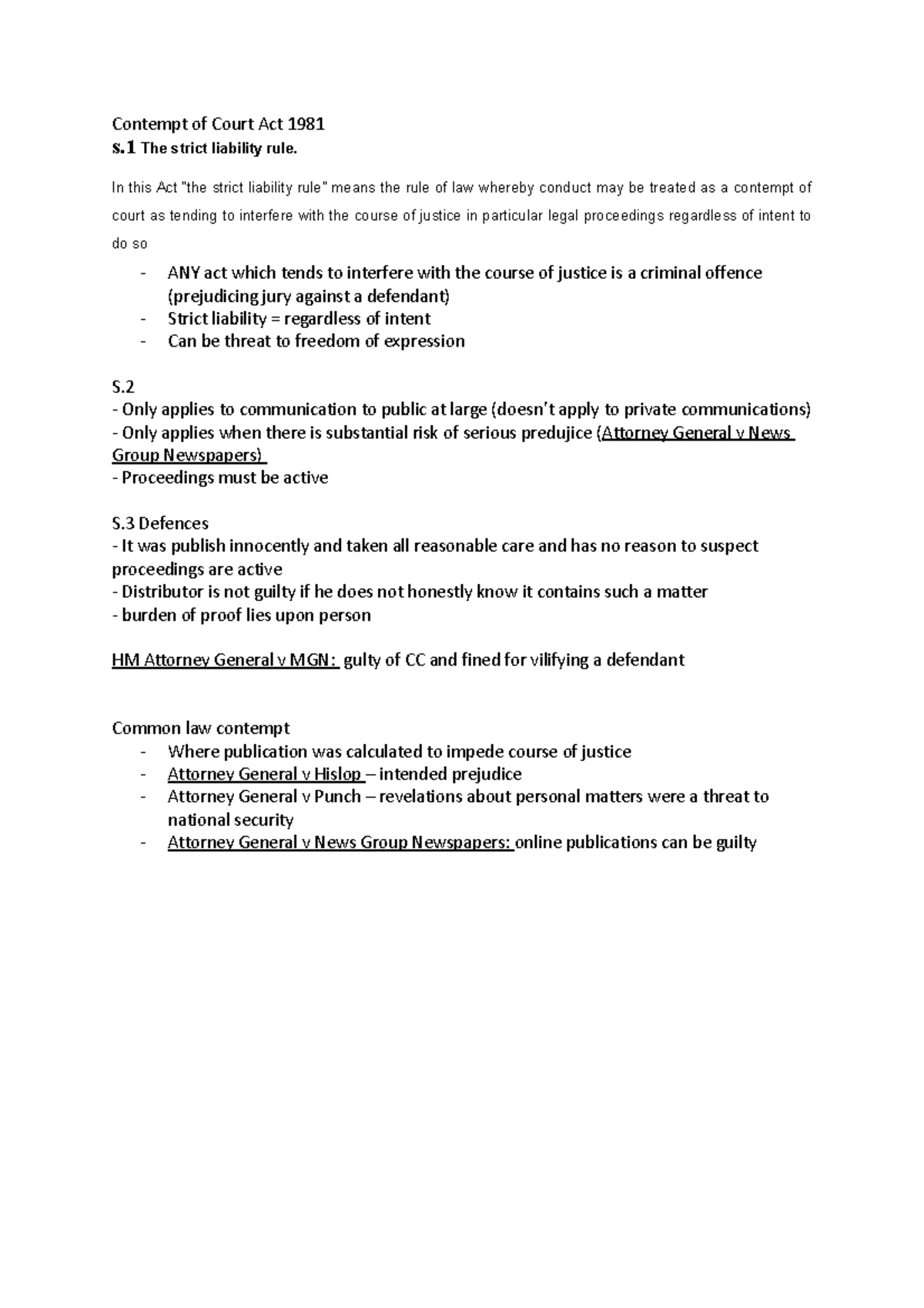 Contempt of Court Act 1981 - Contempt of Court Act 1981 s The strict ...