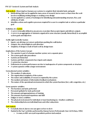 PSY 327- Session 7 Notes - PSY Session 7: Introduction to Human Factors ...