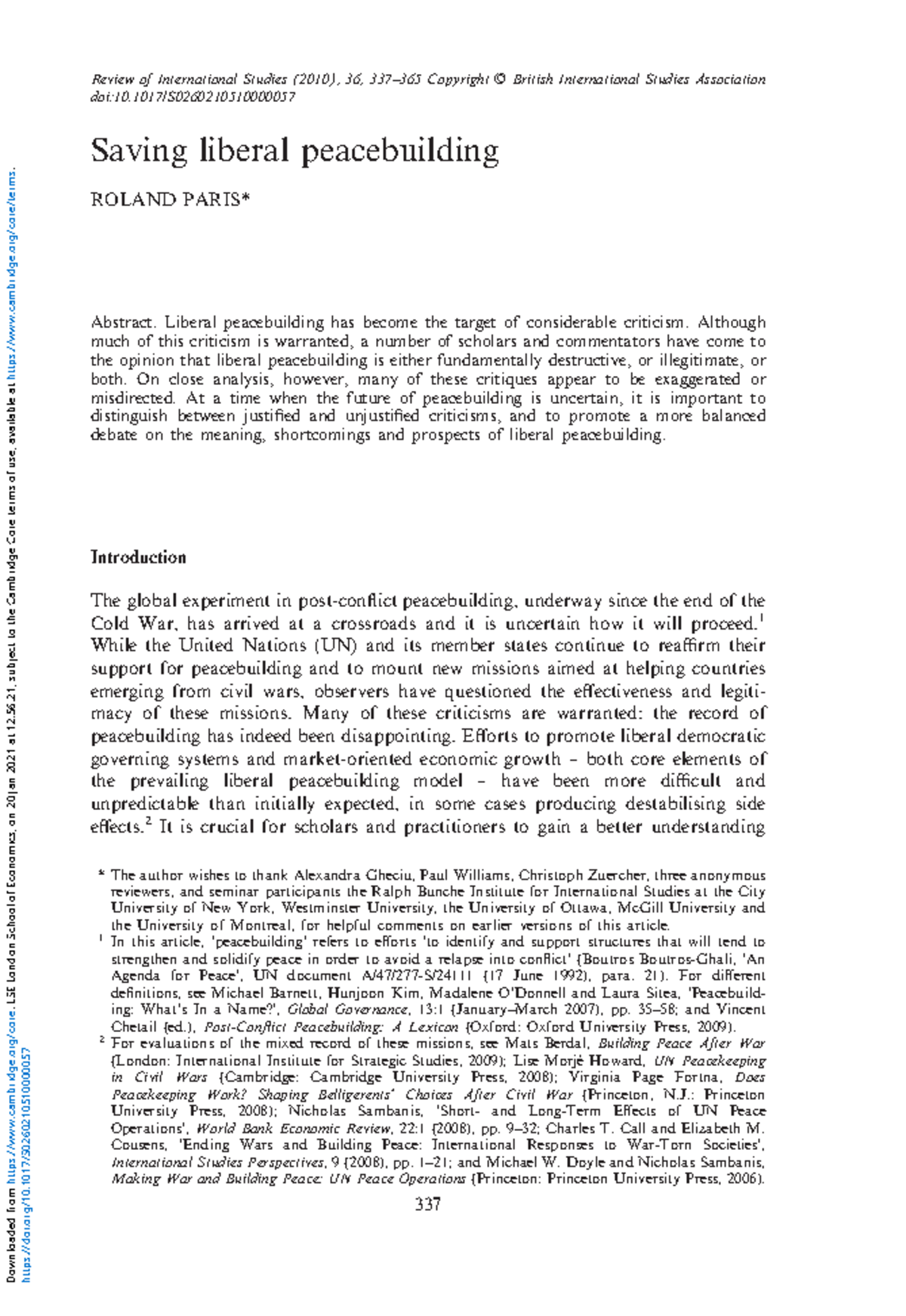 Saving-liberal-peacebuilding - Saving liberal peacebuilding ROLAND ...