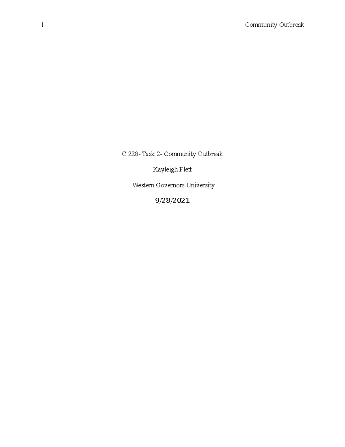 C228 Task Two - C 228- Task 2- Community Outbreak Kayleigh Flett ...