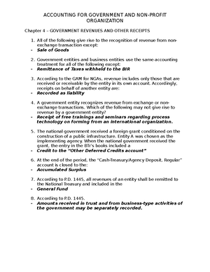 Chapter 4 – Government Revenues AND Other Receipts ...