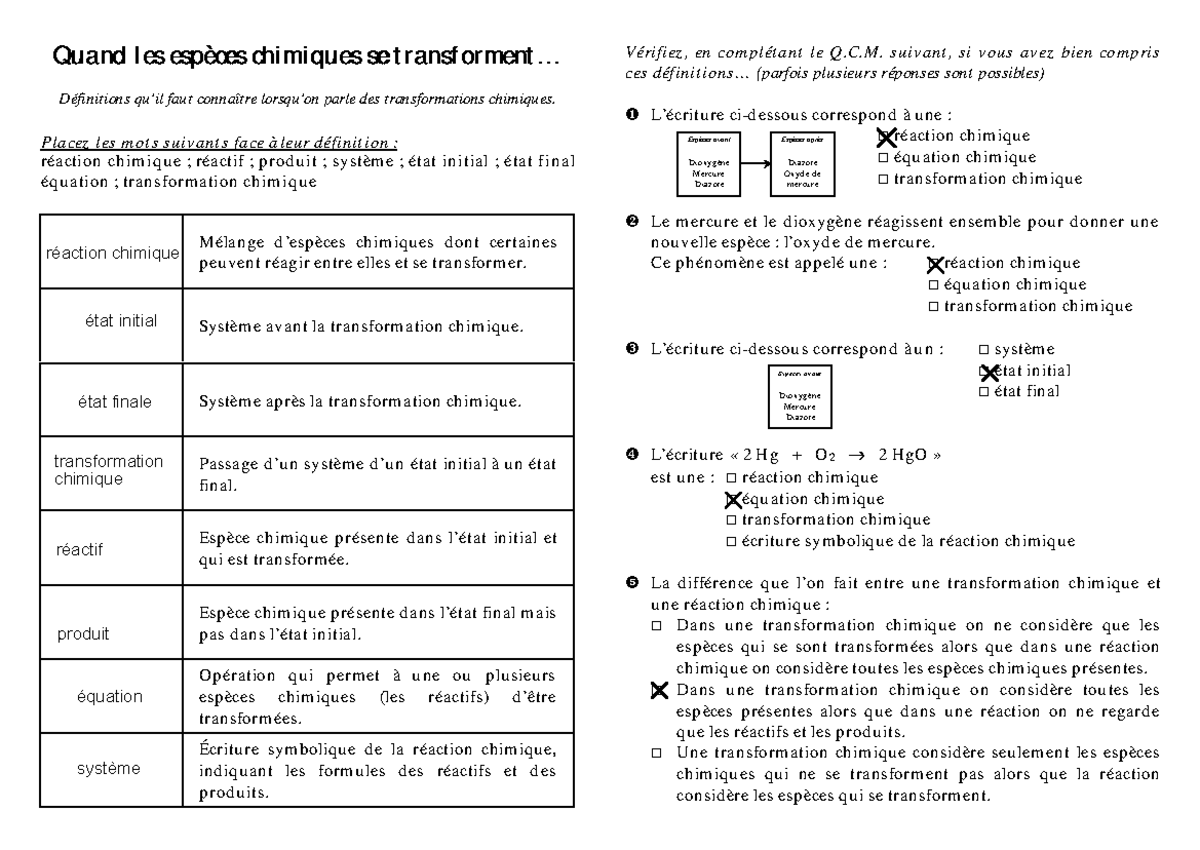 2nde Th1-8 Qd especes chimiq se transforment - Quand les espèces