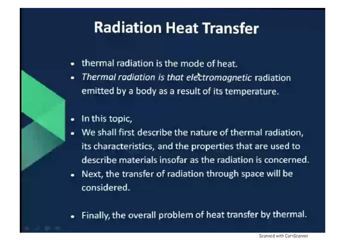 Radiation HT( 2 - Heat Transfer - Studocu