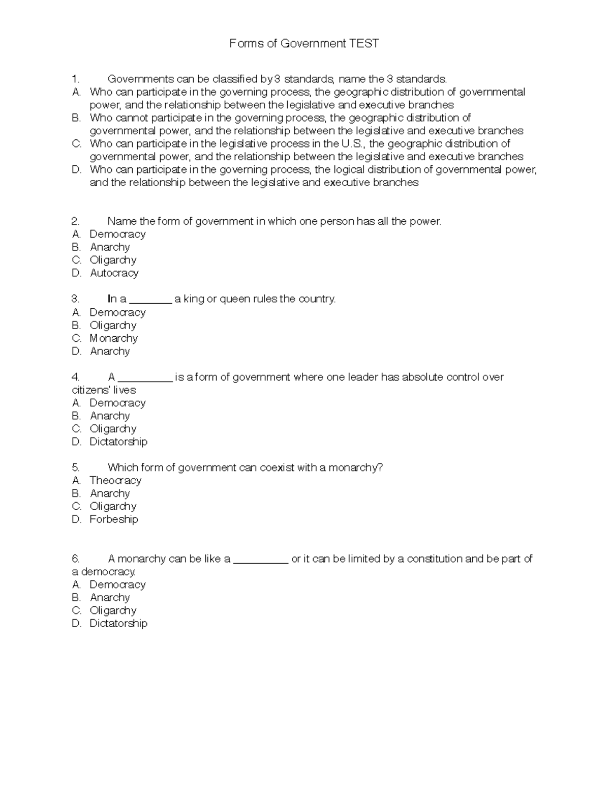 Forms of govt test Activity under the advisory of Mr. Tuazon