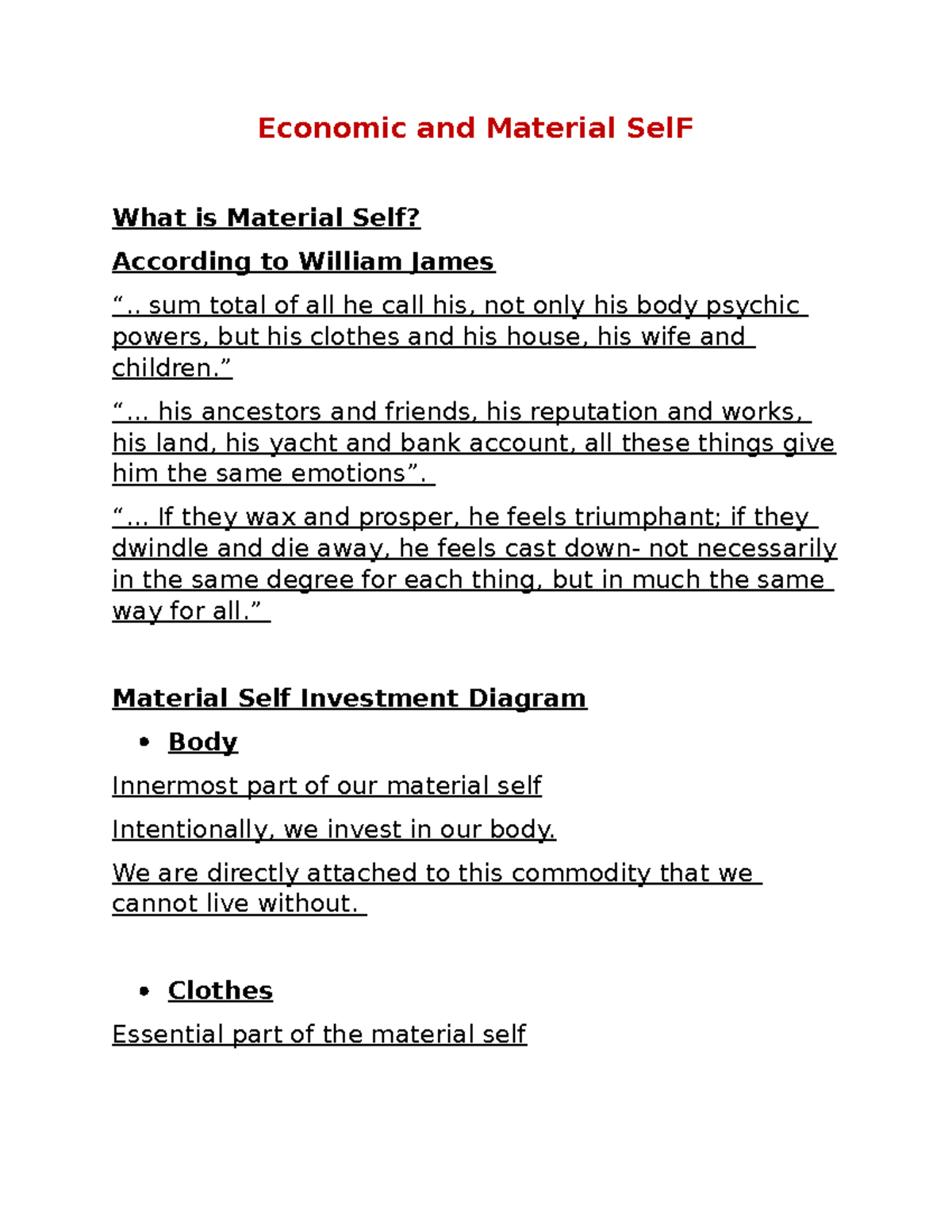 Economic and Material Sel F' Economic and Material SelF What is