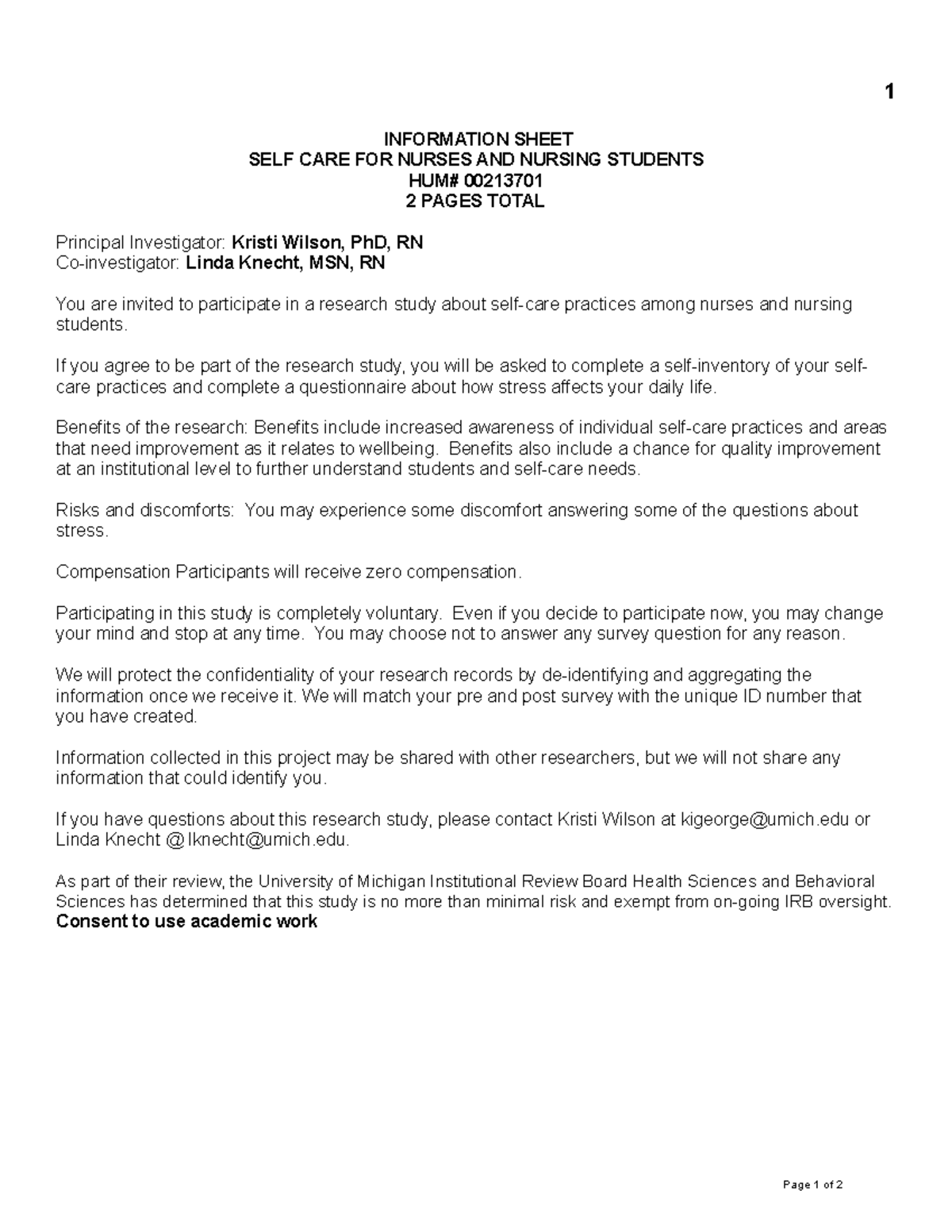 Self-care for nurses consent exempt consent 1.16.2018 0 Ferpa signature ...