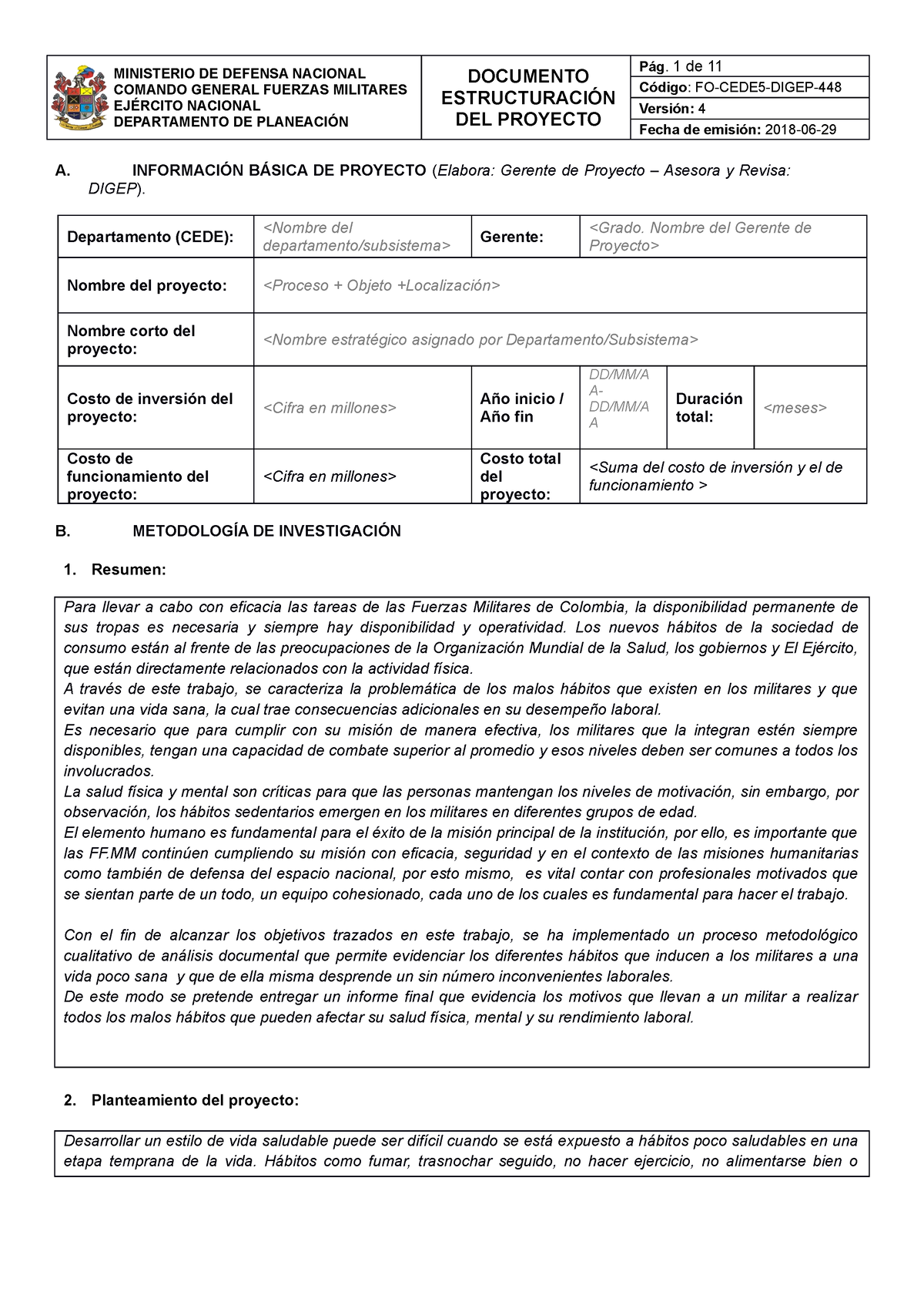 1.FO-CEDE5- Digep-448- Documento EstructuracióN DEL Proyecto ...
