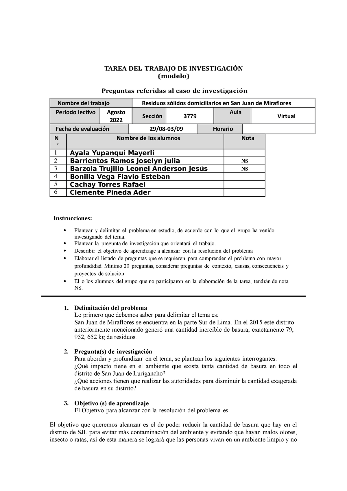 Tarea DEL Trabajo DE Investigación - TAREA DEL TRABAJO DE INVESTIGACIÓN ...