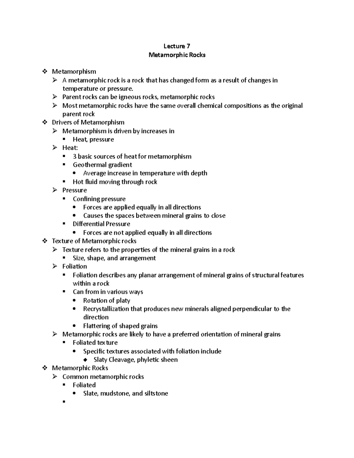 Lecture 7 - Lecture 7 Metamorphic Rocks Metamorphism A metamorphic rock ...