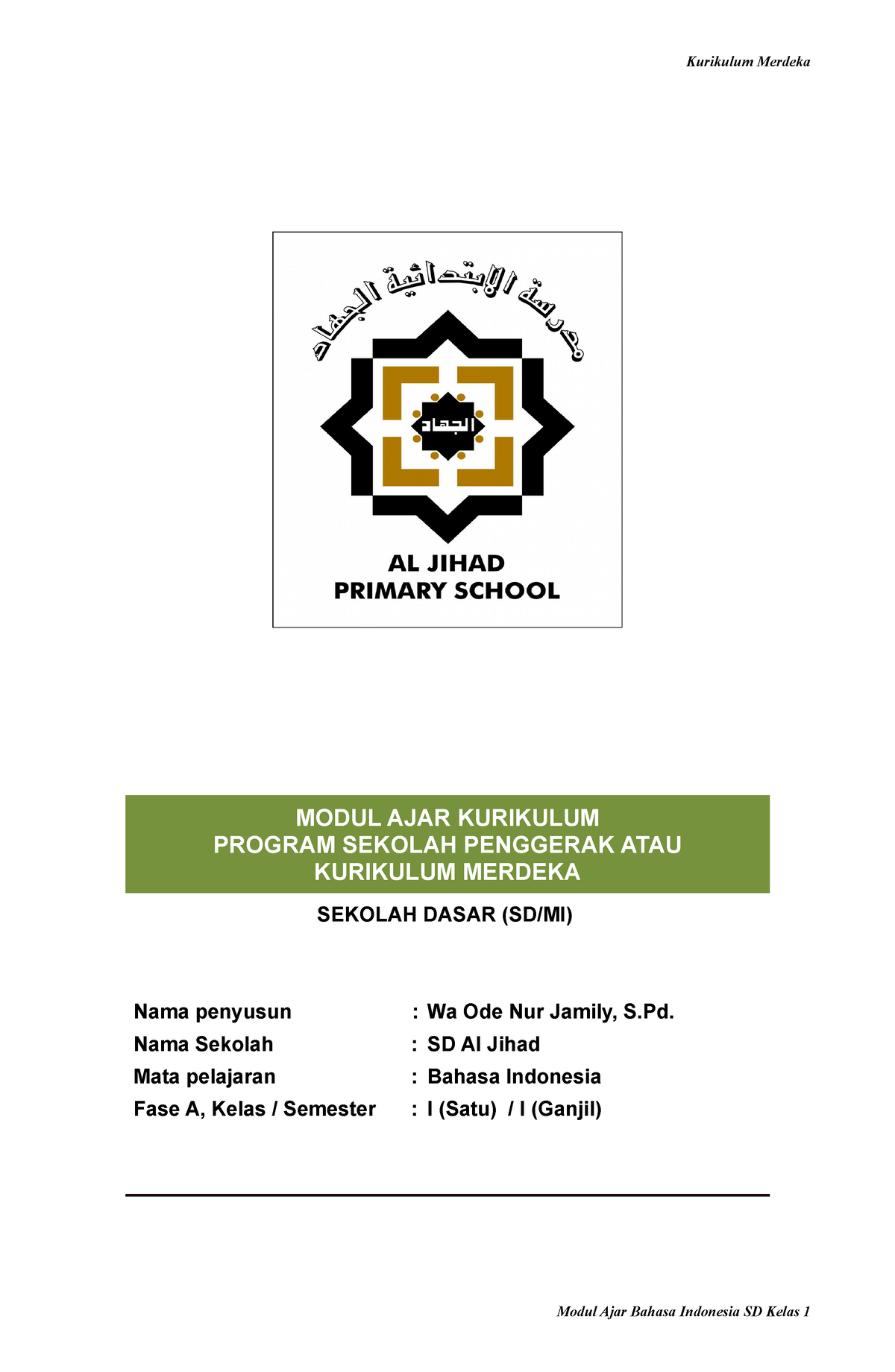 MA B Indonesia K1 BAB 1 (datadikdasmen - MODUL AJAR KURIKULUM PROGRAM ...