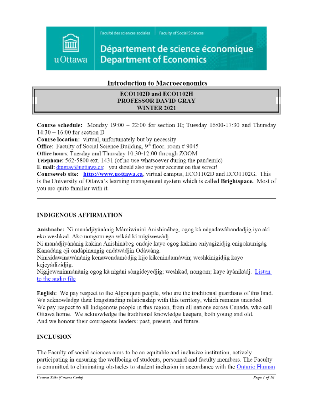 Overview - ECO1102 [H] Introduction To Macroeconomics 20211 - ECO1102 ...