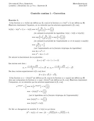 Corrigé D'examen - Université Paul Sabatier Mathématiques Licence 1 ...