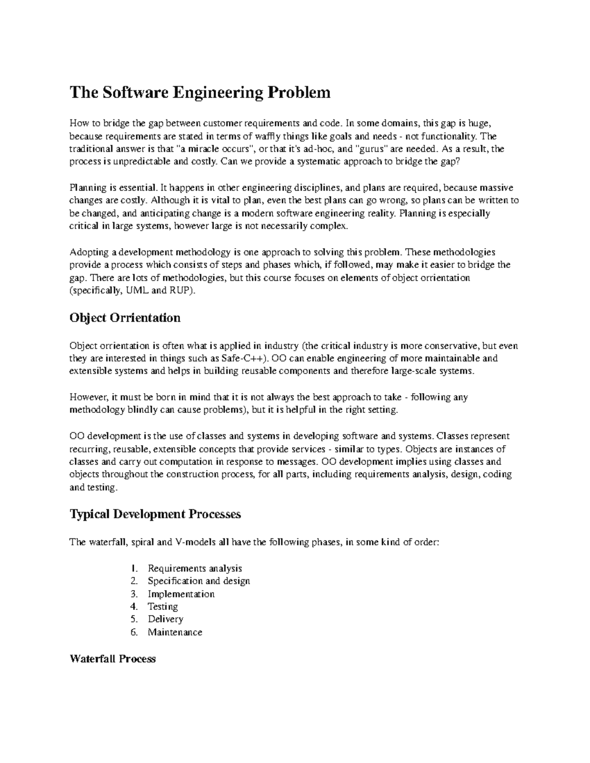 CS The Software Engineering Problem - The Software Engineering Problem ...