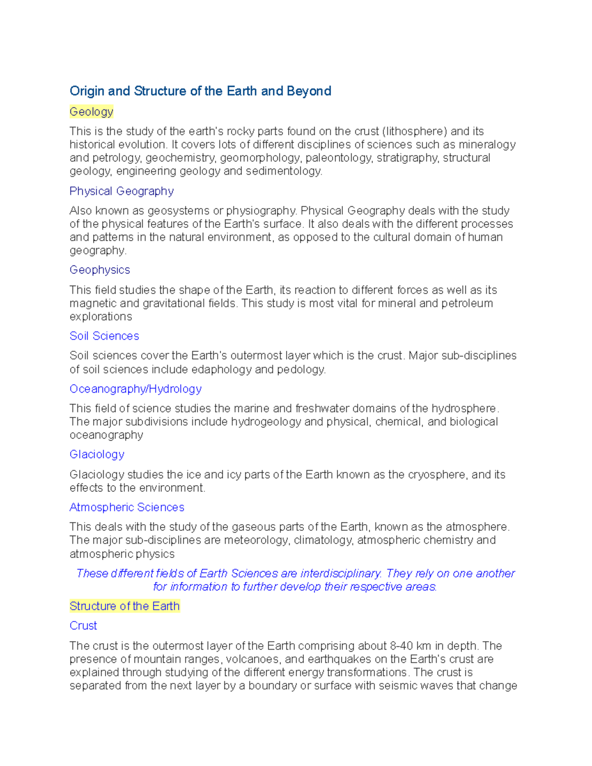 earth-and-life-science-notes-origin-and-structure-of-the-earth-and