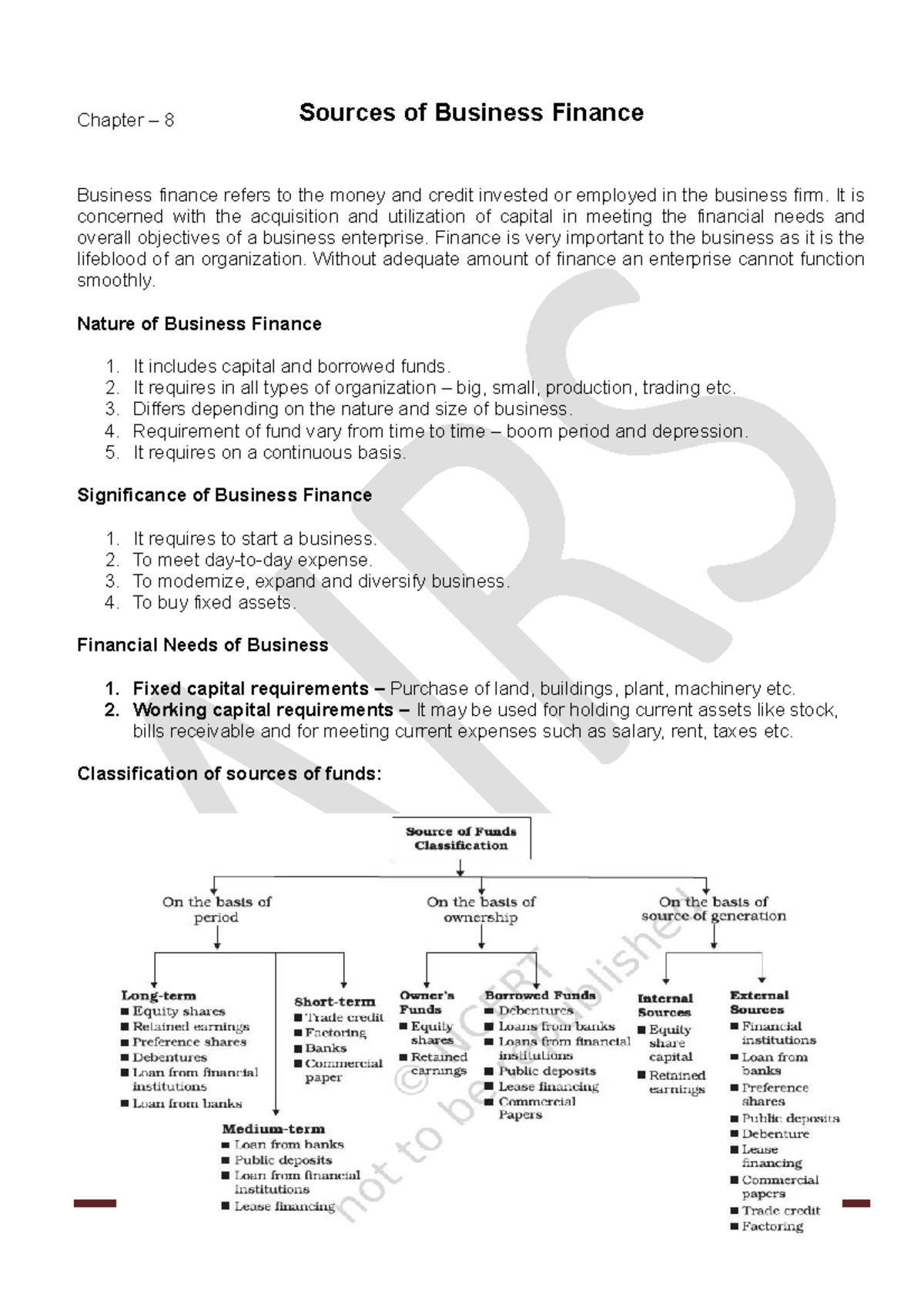 Ch - 8 Sources Of Business Finance 1 - Page 1 Chapter – 8 Sources Of ...