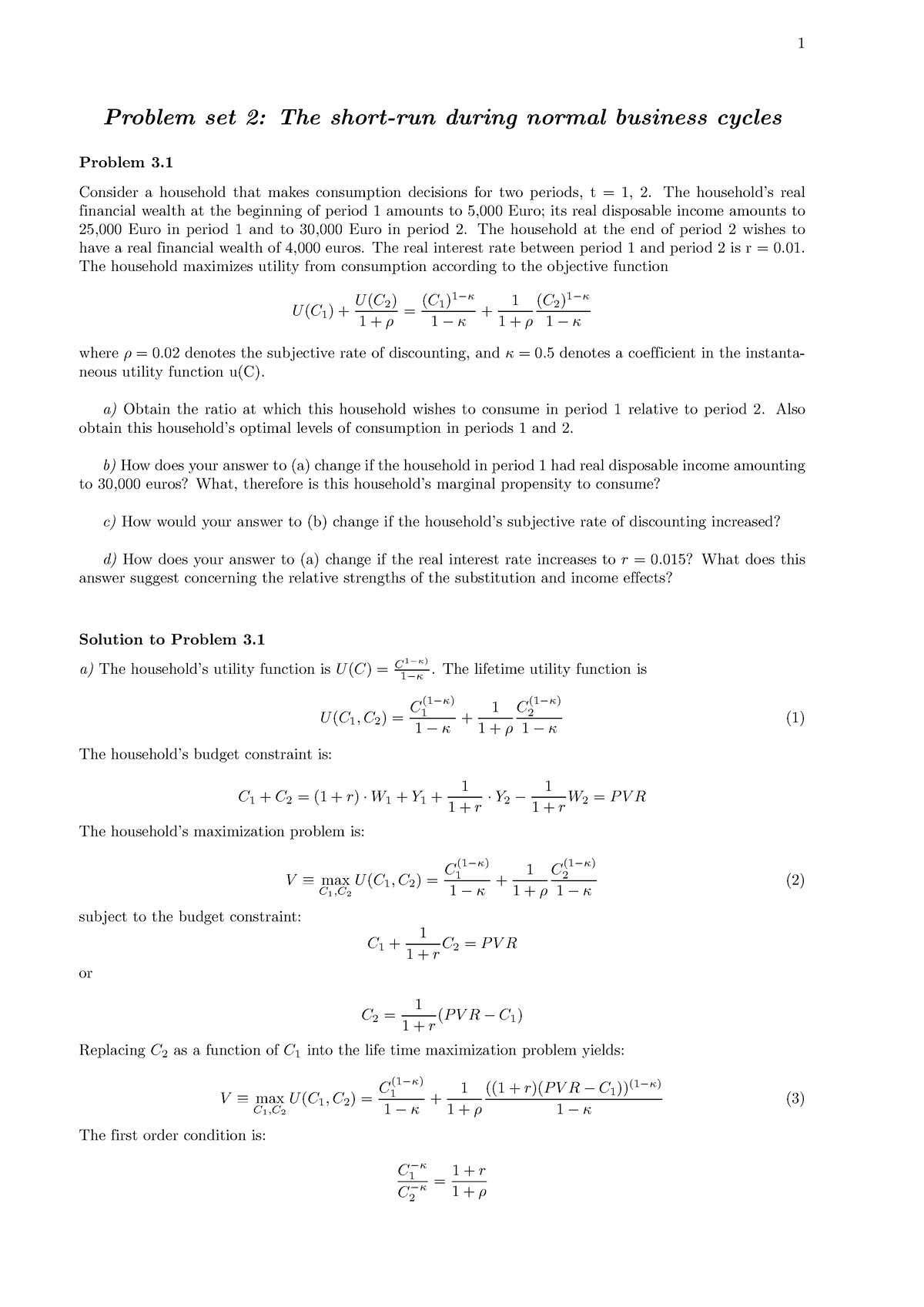 BMAK 2023 PS2 With Answers May19th - Problem Set 2: The Short-run ...