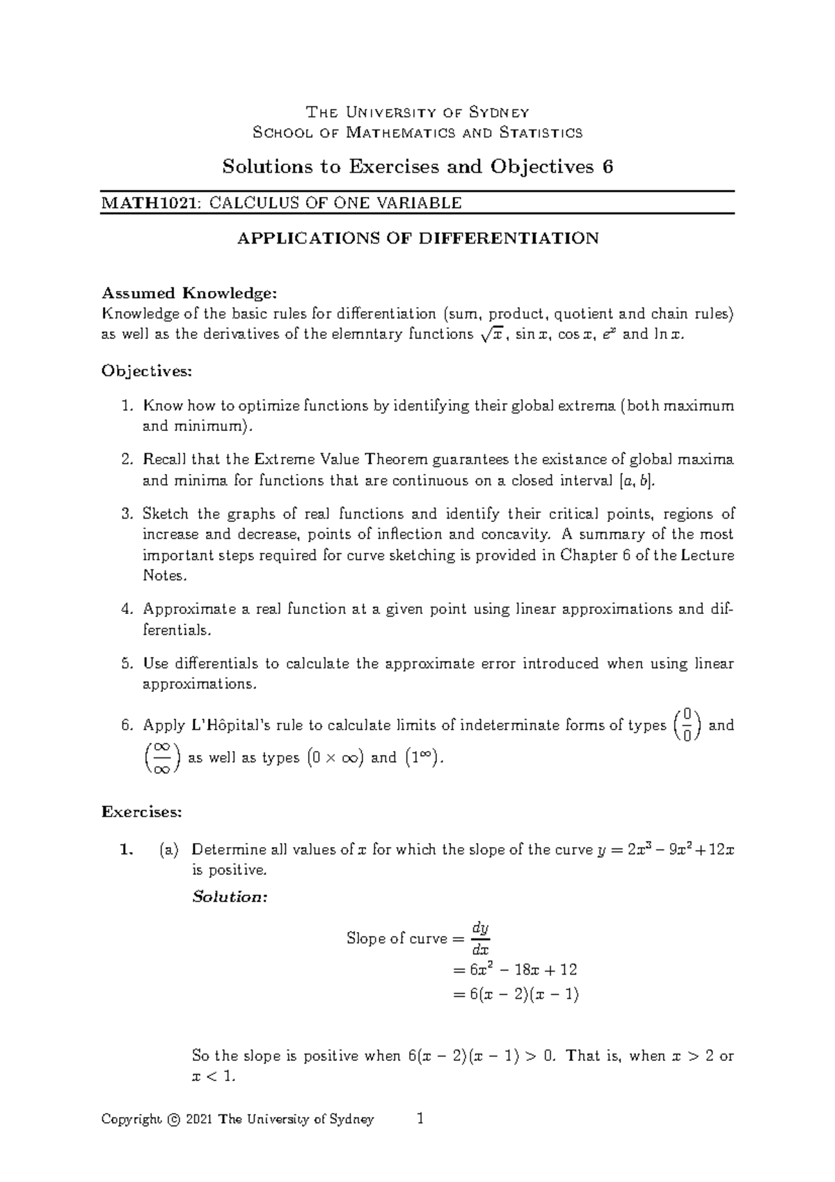 Exercises-6-Sols - MATH1021 w6TUT question and solution - The ...