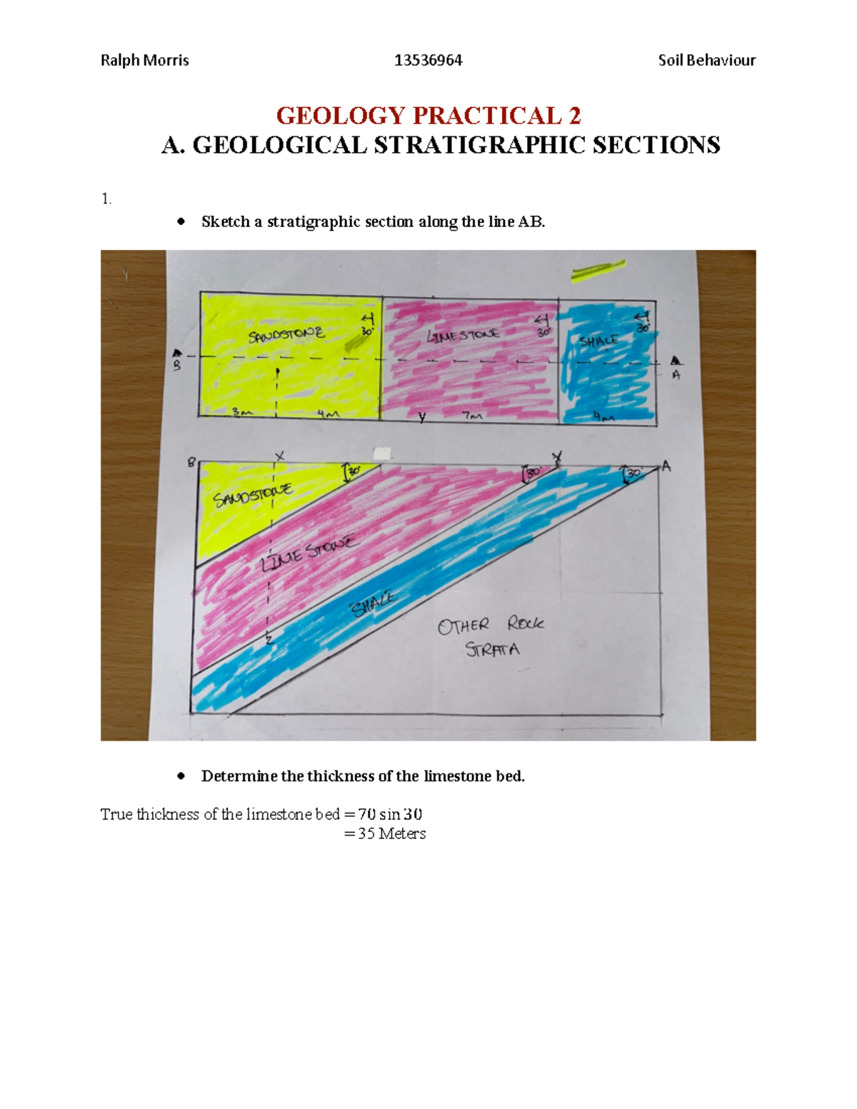 Geology Practical 2 GEOLOGY PRACTICAL 2 A GEOLOGICAL STRATIGRAPHIC 