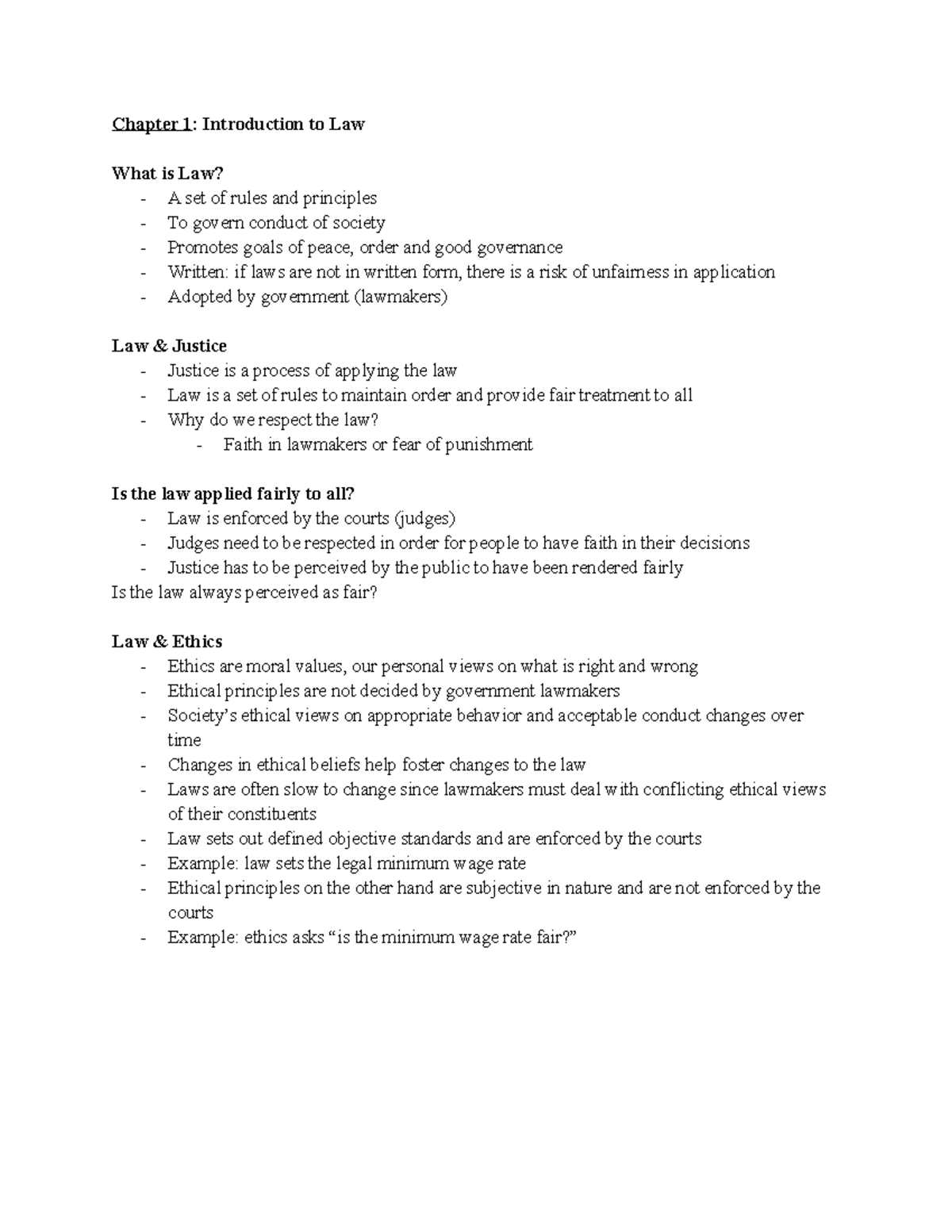 COMM 315 - Test 1 - Test 1 notes - Chapter 1: Introduction to Law What ...