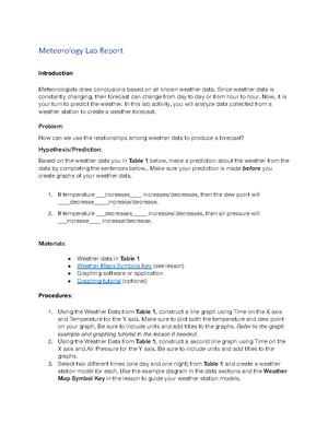 Meteorology lab report- Mya Zoboroski-Thomas