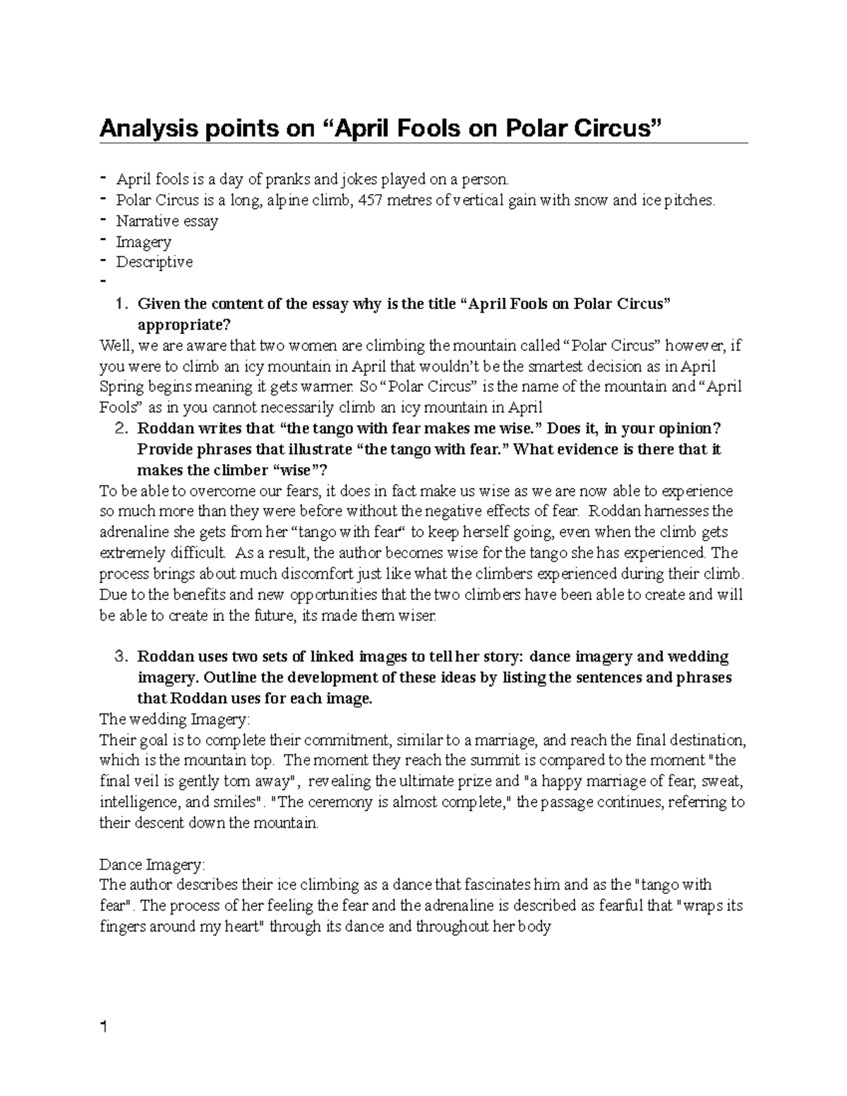Analysis points - This is for helping with your academic learning, and ...