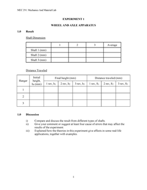 wheel and differential axle experiment lab report