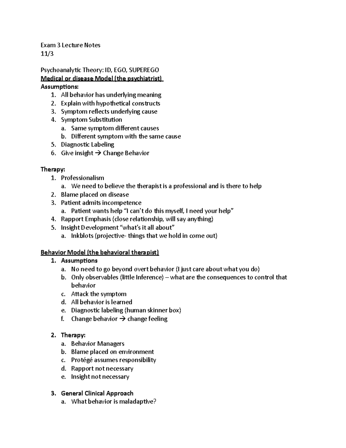 Exam 3 Lecture Notes - Theories and treatment - Exam 3 Lecture Notes 11 ...