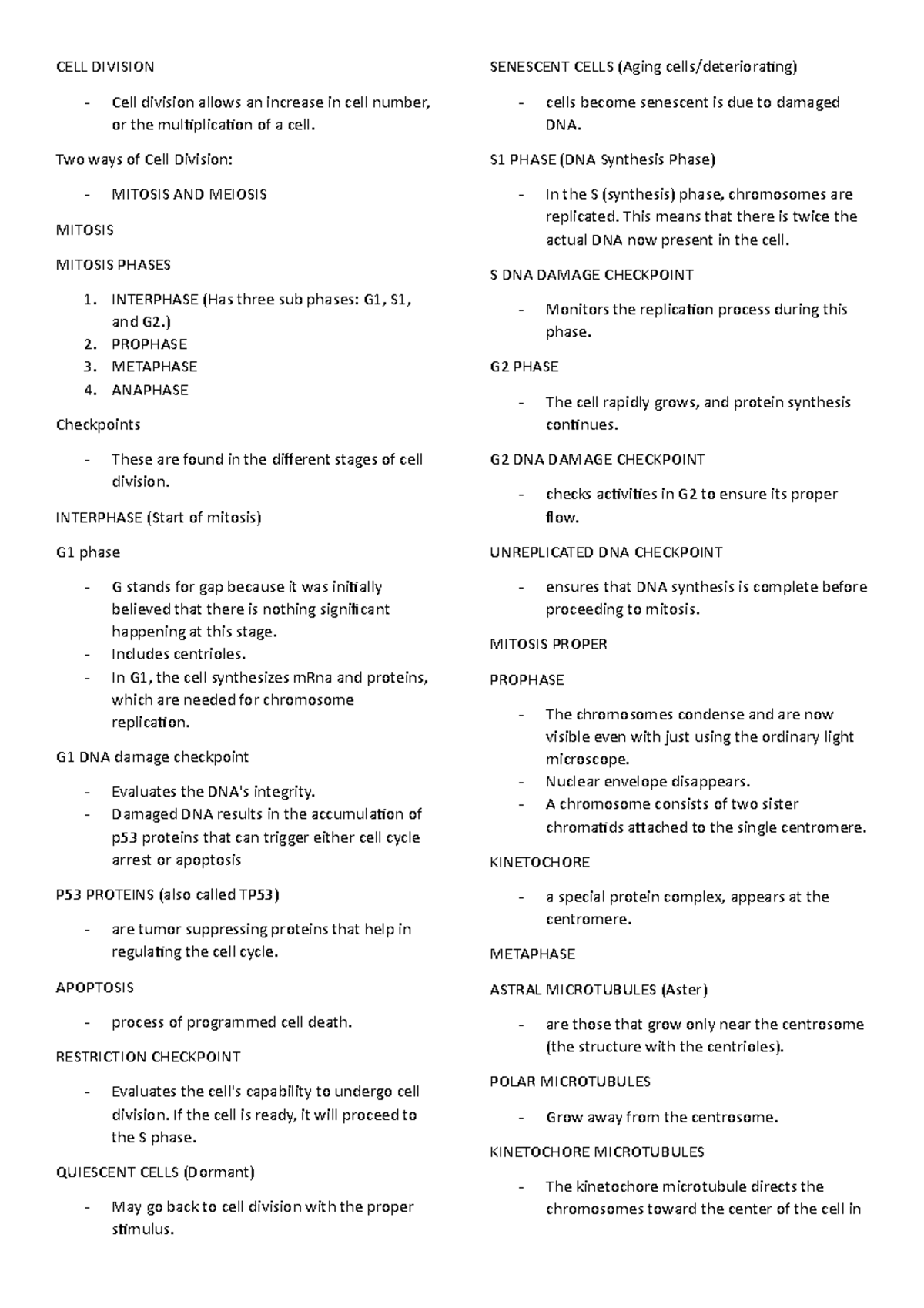 CELL Division - reviewer only. - CELL DIVISION Cell division allows an ...