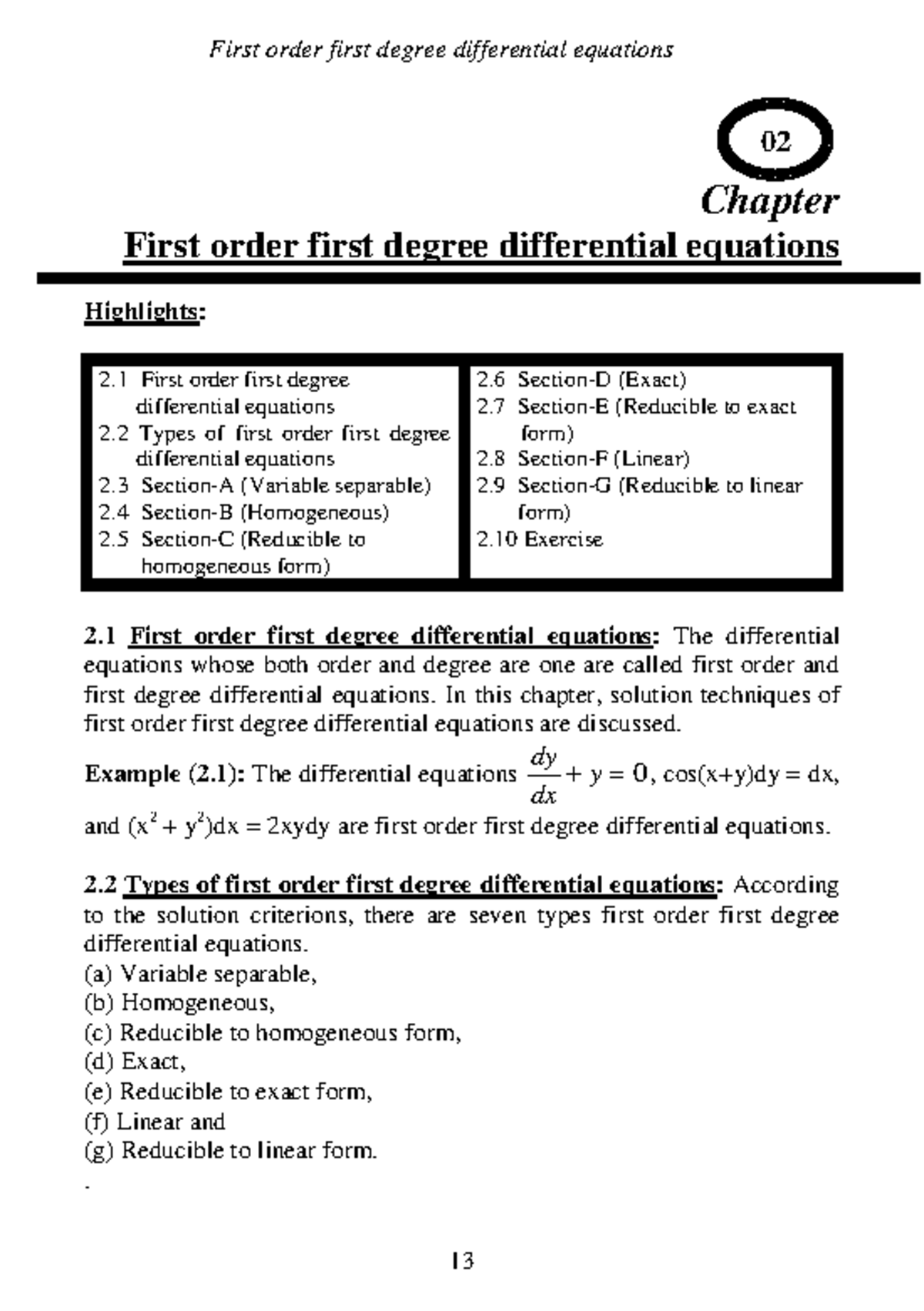 02 First Order First Degree Variable Separable Studocu