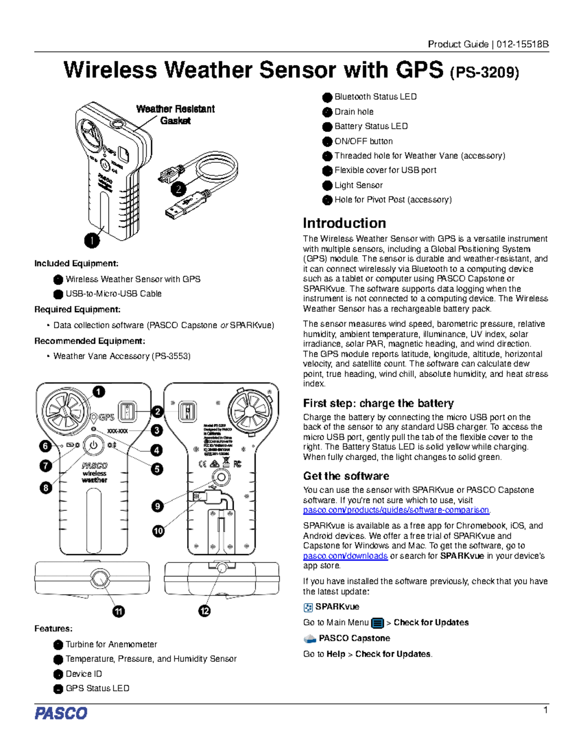 Wireless Weather Sensor with GPS Manual PS 3209 Wireless Weather