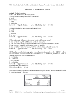 PRINCIPLES OF FINANCE TEST 2020 MULTIPLE CHOICES ANSWERS - TCH 302 ...