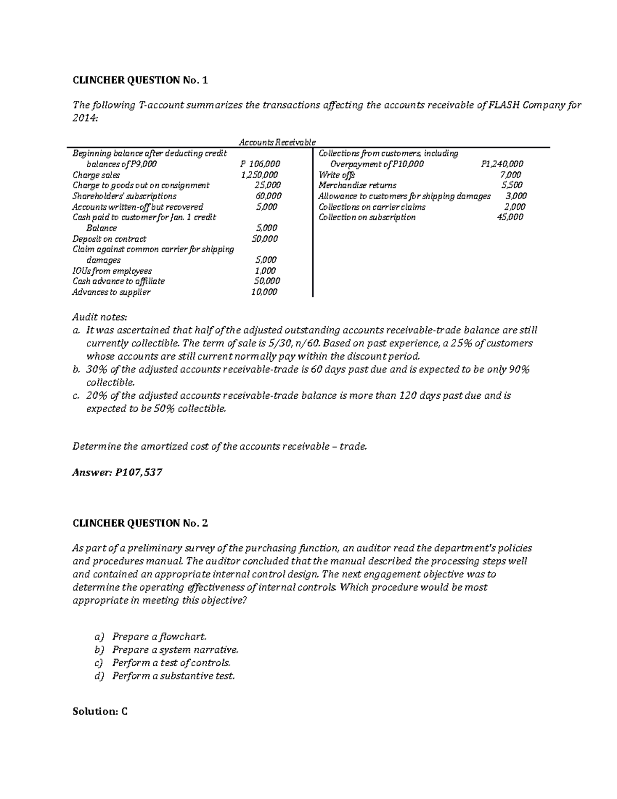 NAQDOWN_CLINCHER QUESTION - CLINCHER QUESTION No. 1 The following T ...