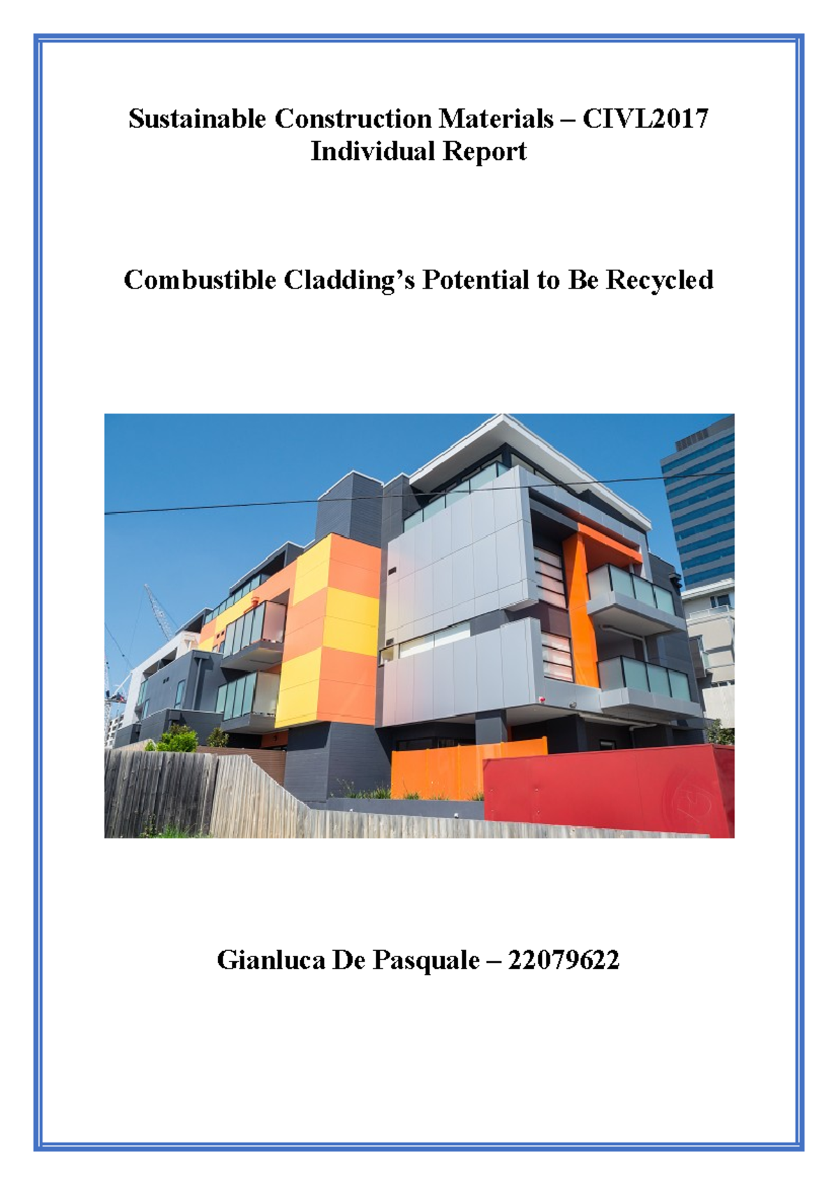 Sustainable Construction Materials Assignment 1 - G De Pasquale ...